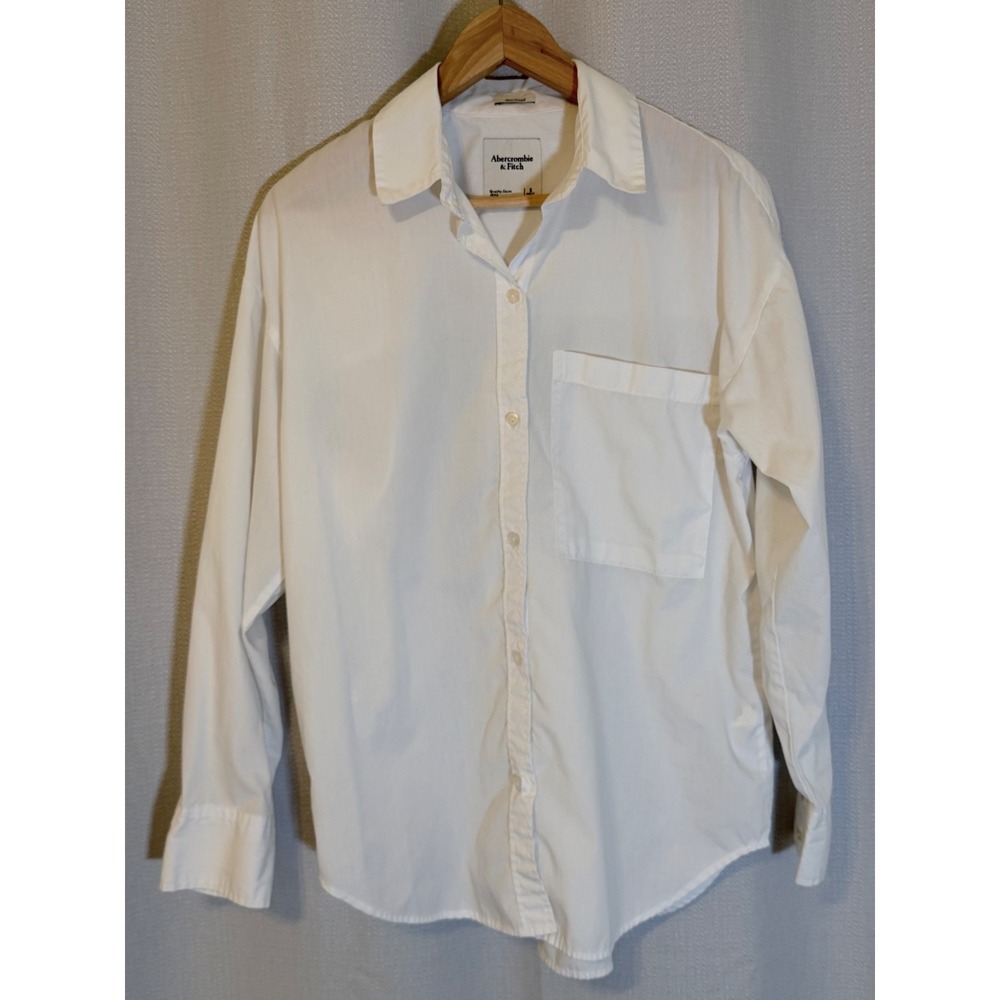 Abercrombie & Fitch White Oversized Button Up Shirt Womens Small 140S0461